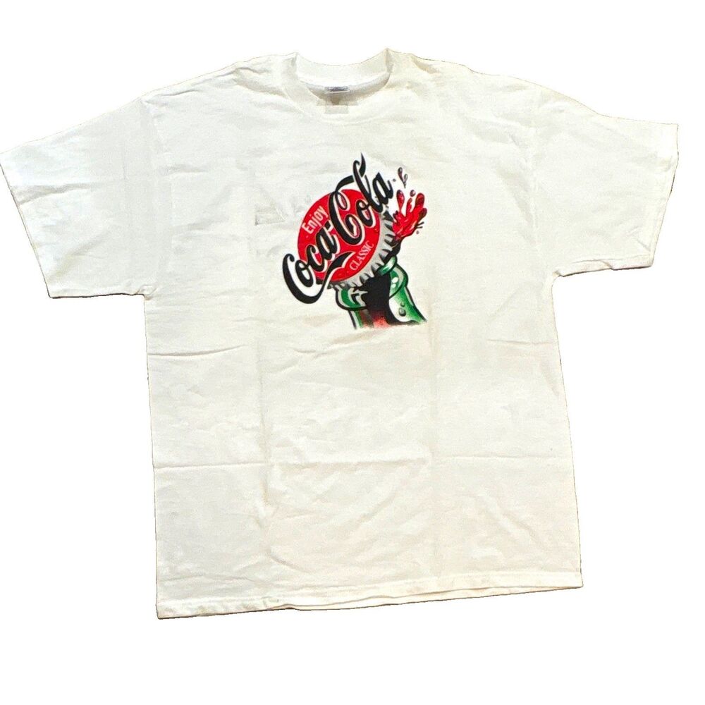 Coca-Cola Classic Enjoy Coca-Cola Graphic Shirt, White Adult XL Soda Theme